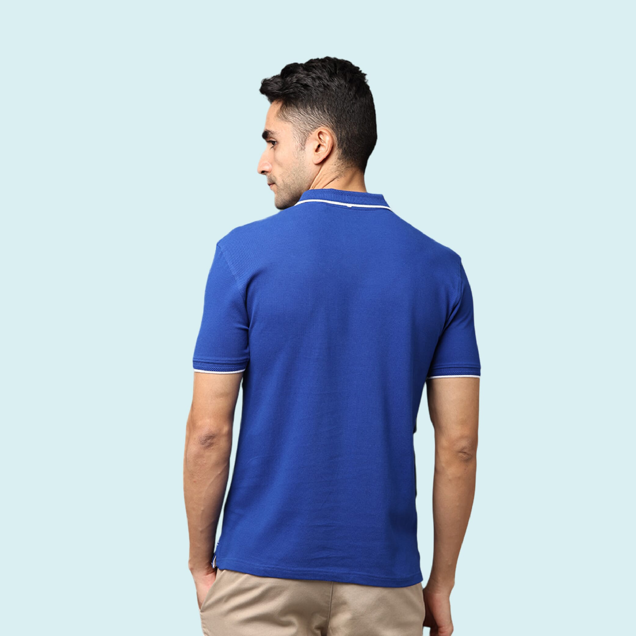 Greys&Blues Pima Collar T-Shirt-Royal Blue with White